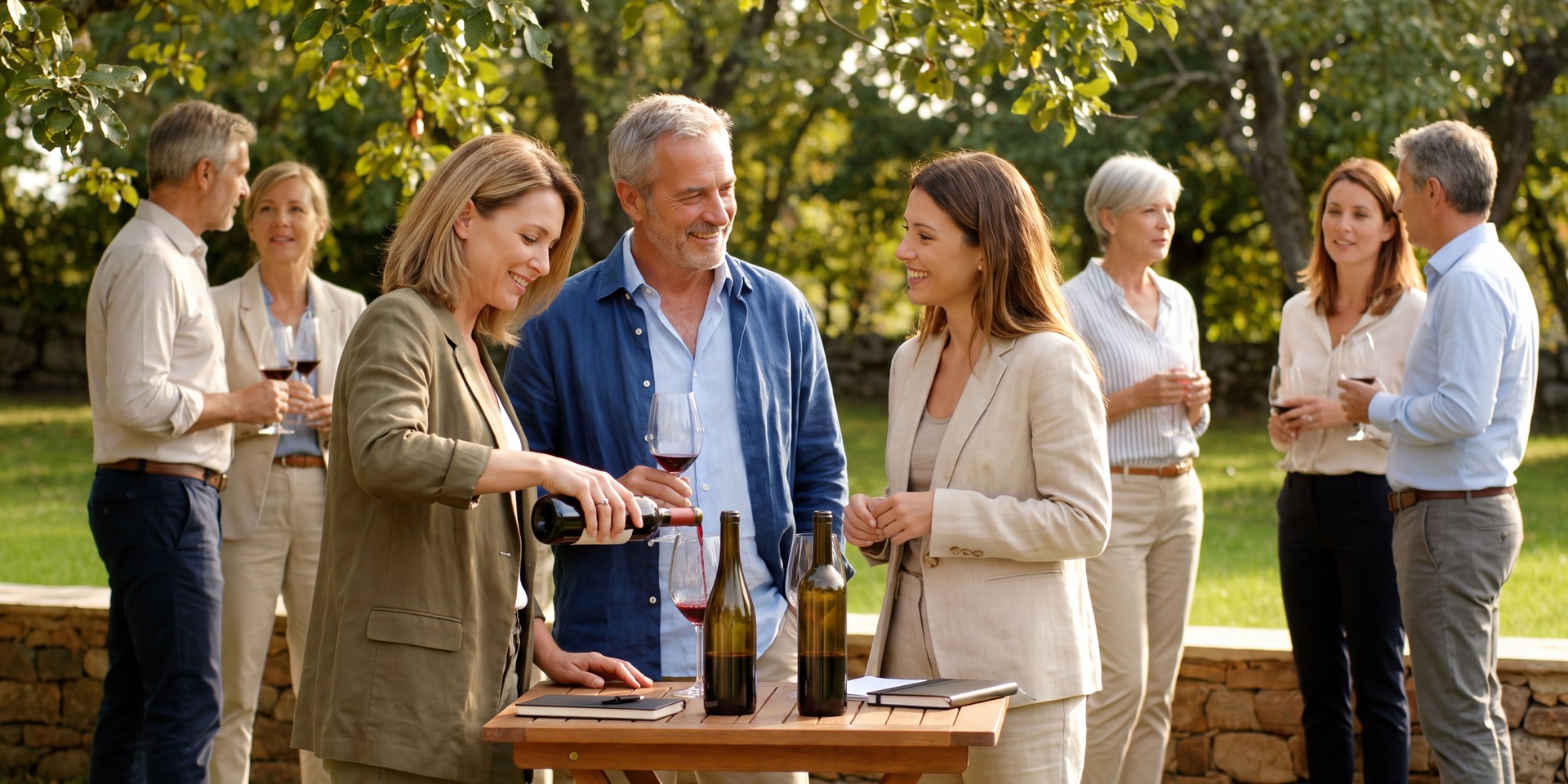 Wine presentation and group conversation